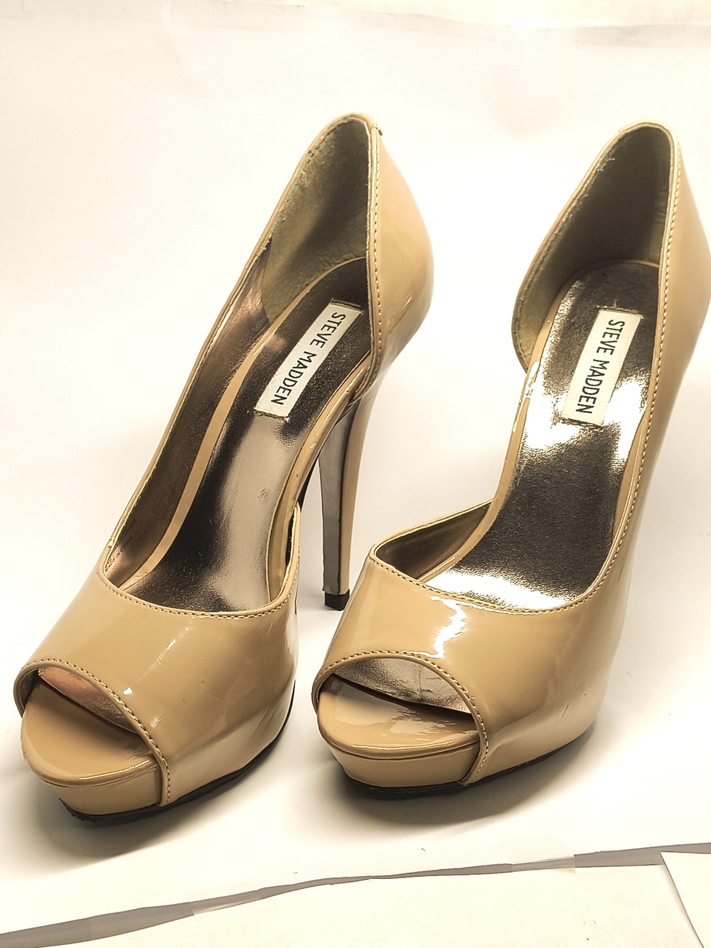 Steve Madden Nude Patent Peep Toe Platform Heels Women’s Size 8.5